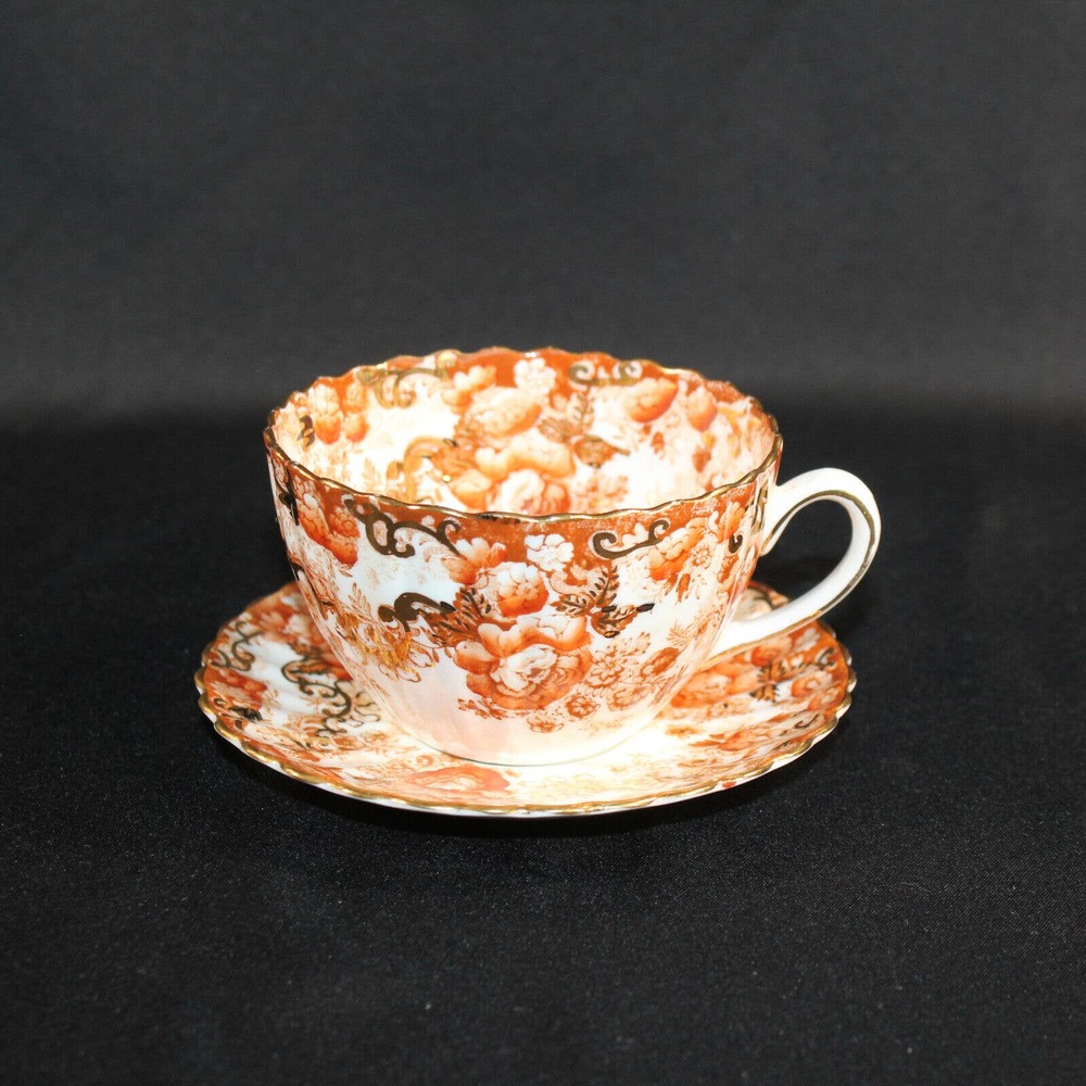 Vintage Victorian Rust Radfords Fenton Bone China Tea Cup #642 and Small Saucer